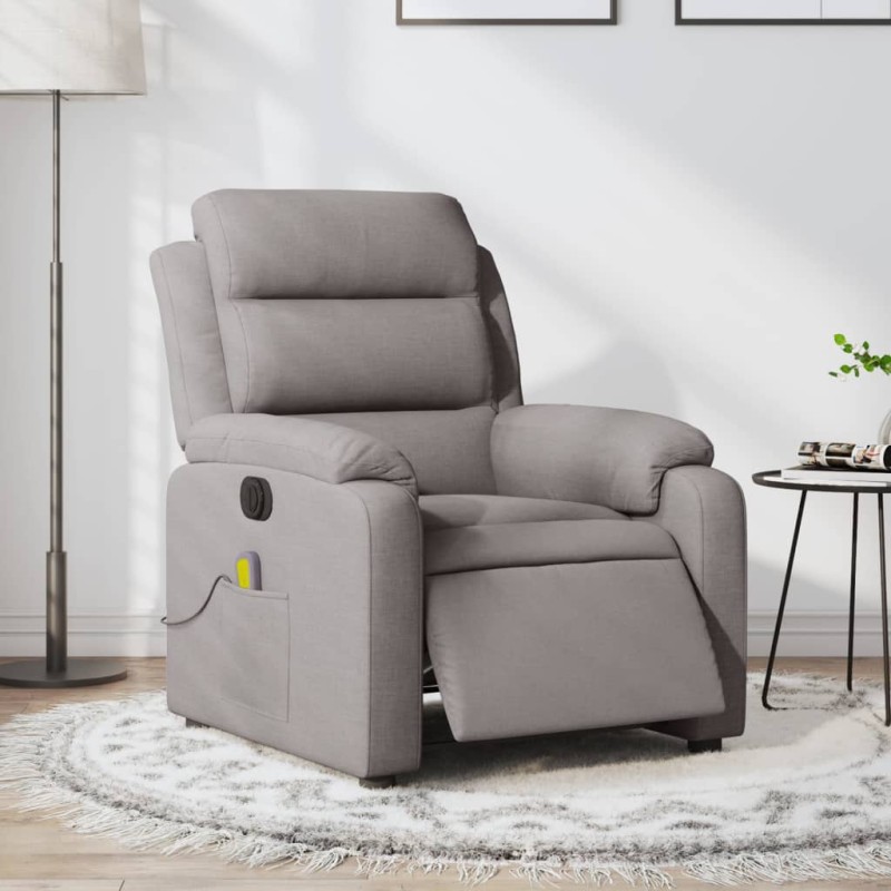 vidaXL Sillón reclinable de masaje eléctrico tela gris taupe vidaXL Sillón reclinable de masaje eléctrico tela gris taupe