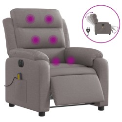 vidaXL Sillón reclinable de masaje eléctrico tela gris taupe