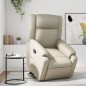 vidaXL Sillón reclinable elevable cuero artificial color crema vidaXL Sillón reclinable elevable cuero artificial color crema