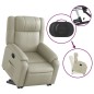 vidaXL Sillón reclinable elevable cuero artificial color crema vidaXL Sillón reclinable elevable cuero artificial color crema