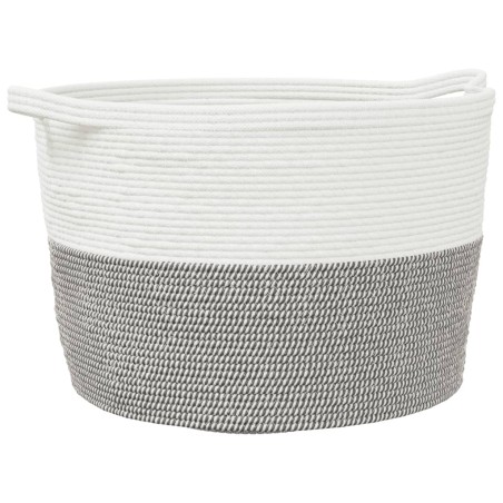 vidaXL Cesta para ropa sucia algodón gris y blanco Ø60x36 cm
