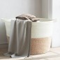 vidaXL Cesta para ropa sucia algodón marrón y blanco Ø60x36 cm vidaXL Cesta para ropa sucia algodón marrón y blanco Ø60x36 cm