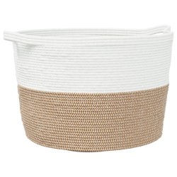 vidaXL Cesta para ropa sucia algodón marrón y blanco Ø60x36 cm