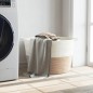 vidaXL Cesta para ropa sucia algodón marrón y blanco Ø60x36 cm vidaXL Cesta para ropa sucia algodón marrón y blanco Ø60x36 cm