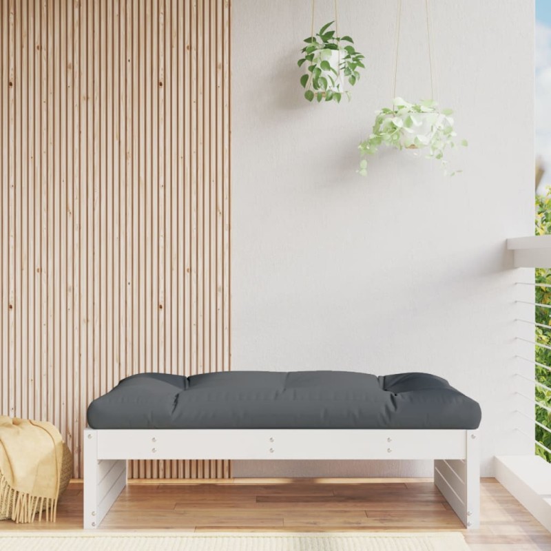 vidaXL Taburete de jardín madera maciza de pino blanco 120x80 cm vidaXL Taburete de jardín madera maciza de pino blanco 120x80 cm