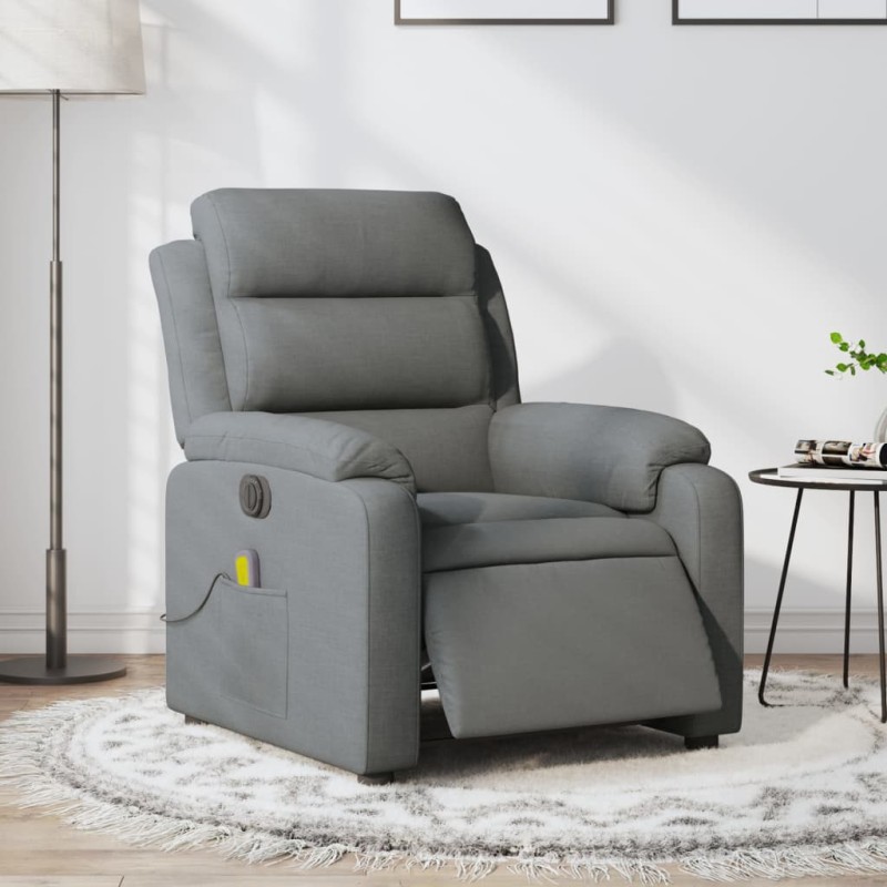 vidaXL Sillón reclinable de masaje eléctrico tela gris oscuro vidaXL Sillón reclinable de masaje eléctrico tela gris oscuro