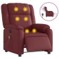 vidaXL Sillón masaje reclinable eléctrico cuero sintético rojo tinto vidaXL Sillón masaje reclinable eléctrico cuero sintético rojo tinto