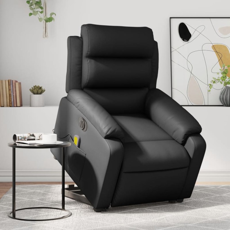 vidaXL Sillón de masaje elevable eléctrico cuero sintético negro vidaXL Sillón de masaje elevable eléctrico cuero sintético negro