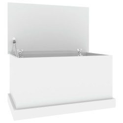 vidaXL Baúl almacenaje madera contrachapada blanco brillo 70x40x38 cm