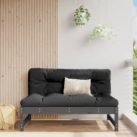 vidaXL Sofá central de jardín madera maciza de pino gris 120x80 cm