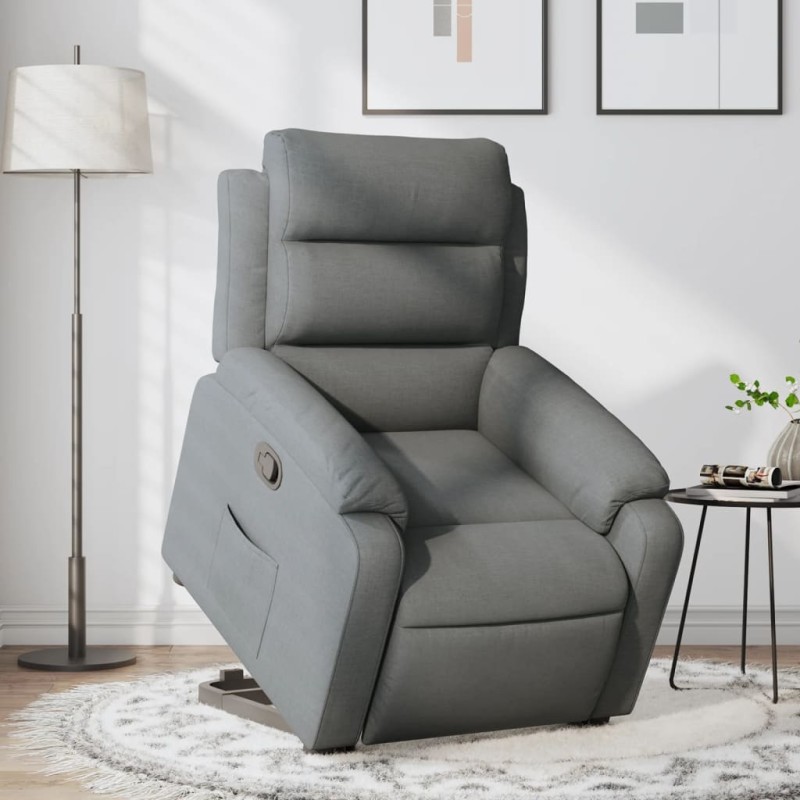 vidaXL Sillón reclinable elevable de tela gris oscuro vidaXL Sillón reclinable elevable de tela gris oscuro
