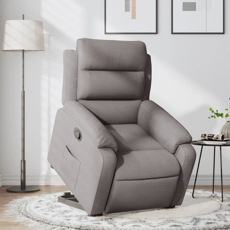 vidaXL Sillón reclinable elevable tela gris taupe vidaXL Sillón reclinable elevable tela gris taupe