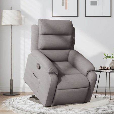 vidaXL Sillón reclinable elevable tela gris taupe