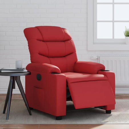 vidaXL Sillón reclinable eléctrico de cuero sintético rojo