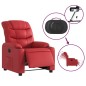 vidaXL Sillón reclinable eléctrico de cuero sintético rojo