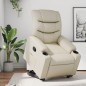 vidaXL Sillón reclinable elevable cuero artificial color crema vidaXL Sillón reclinable elevable cuero artificial color crema