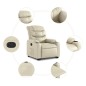 vidaXL Sillón reclinable elevable cuero artificial color crema vidaXL Sillón reclinable elevable cuero artificial color crema