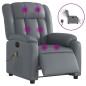 vidaXL Sillón de masaje reclinable eléctrico cuero sintético gris vidaXL Sillón de masaje reclinable eléctrico cuero sintético gris