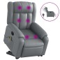 vidaXL Sillón de masaje elevable eléctrico cuero sintético gris vidaXL Sillón de masaje elevable eléctrico cuero sintético gris