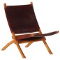 vidaXL Silla de relax plegable cuero auténtico marrón oscuro vidaXL Silla de relax plegable cuero auténtico marrón oscuro