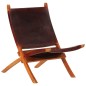 vidaXL Silla de relax plegable cuero auténtico marrón oscuro vidaXL Silla de relax plegable cuero auténtico marrón oscuro