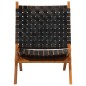 vidaXL Silla de relax plegable cuero auténtico negro vidaXL Silla de relax plegable cuero auténtico negro