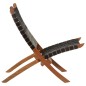 vidaXL Silla de relax plegable cuero auténtico negro vidaXL Silla de relax plegable cuero auténtico negro