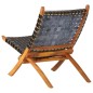 vidaXL Silla de relax plegable cuero auténtico negro vidaXL Silla de relax plegable cuero auténtico negro