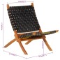 vidaXL Silla de relax plegable cuero auténtico negro vidaXL Silla de relax plegable cuero auténtico negro