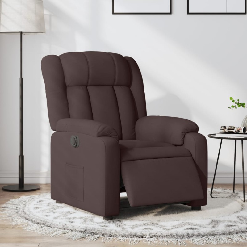 vidaXL Sillón reclinable eléctrico tela marrón oscuro vidaXL Sillón reclinable eléctrico tela marrón oscuro