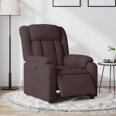 vidaXL Sillón reclinable eléctrico tela marrón oscuro