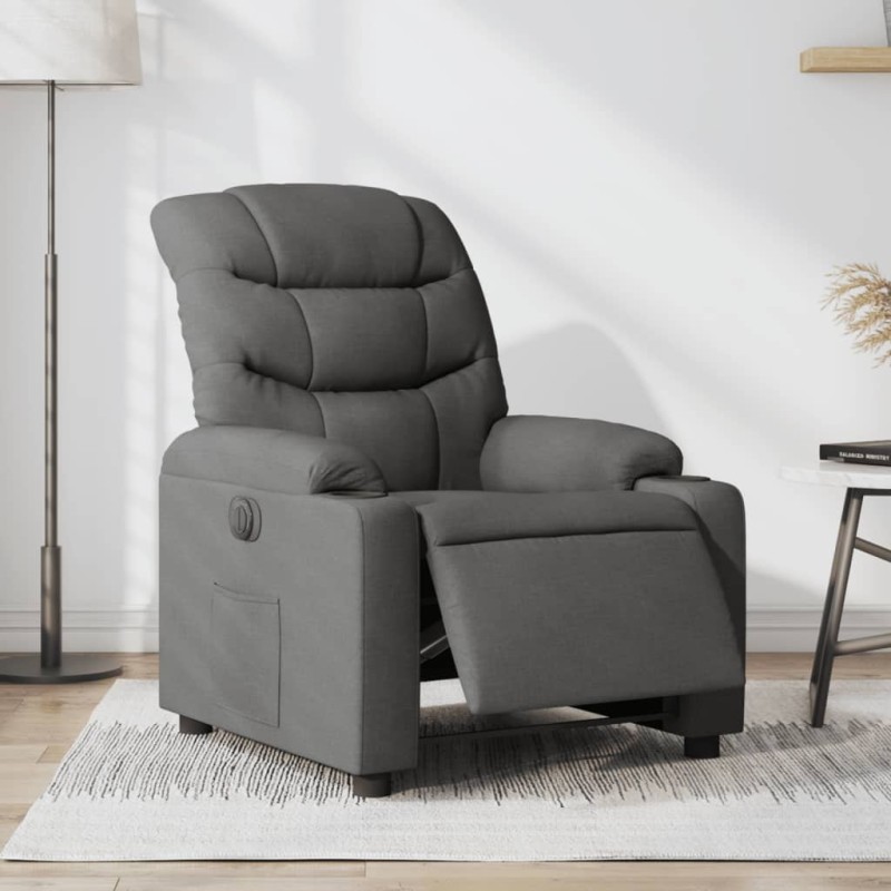 vidaXL Sillón reclinable eléctrico de tela gris oscuro vidaXL Sillón reclinable eléctrico de tela gris oscuro