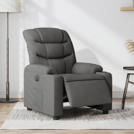 vidaXL Sillón reclinable eléctrico de tela gris oscuro