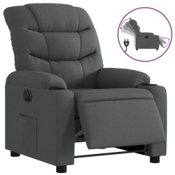 vidaXL Sillón reclinable eléctrico de tela gris oscuro
