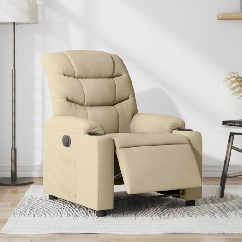 vidaXL Sillón reclinable eléctrico de tela crema vidaXL Sillón reclinable eléctrico de tela crema