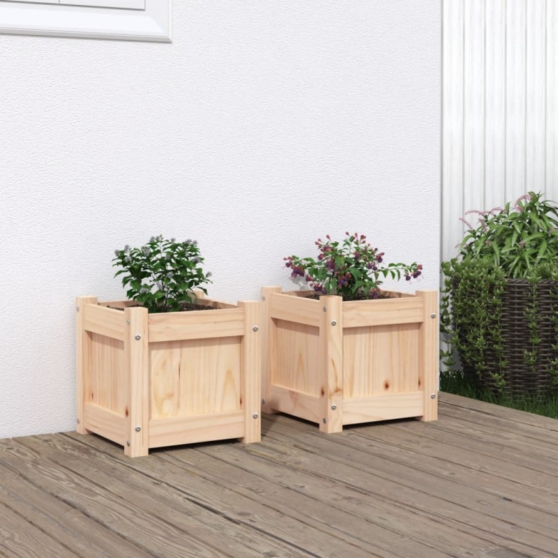 vidaXL Jardineras de exterior 2 unidades madera maciza de pino vidaXL Jardineras de exterior 2 unidades madera maciza de pino