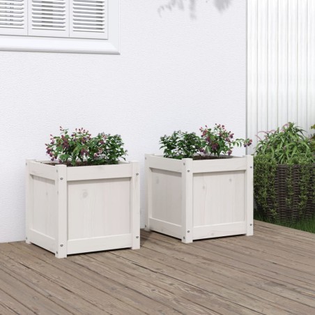 vidaXL Jardineras de exterior 2 unidades madera maciza de pino blanco