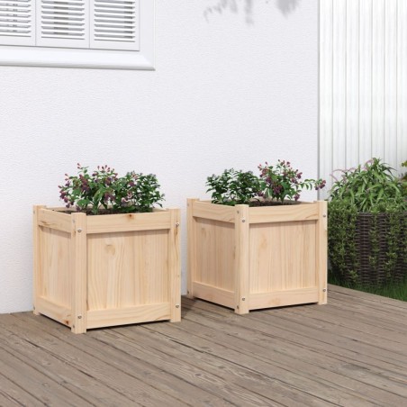 vidaXL Jardineras de exterior 2 unidades madera maciza de pino