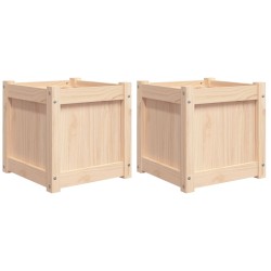 vidaXL Jardineras de exterior 2 unidades madera maciza de pino