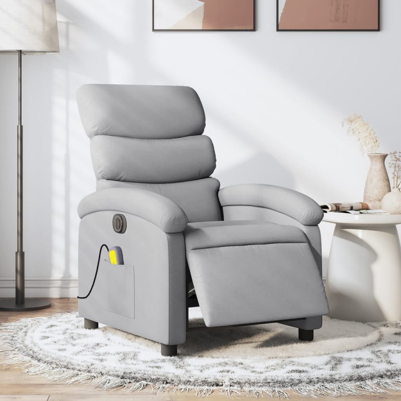 vidaXL Sillón reclinable de masaje eléctrico tela gris claro