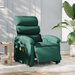 vidaXL Sillón reclinable de masaje eléctrico tela verde oscuro
