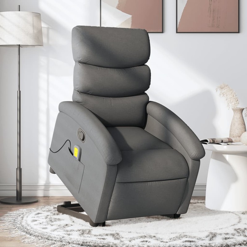 vidaXL Silla de masaje reclinable de pie de tela gris oscuro vidaXL Silla de masaje reclinable de pie de tela gris oscuro