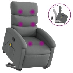 vidaXL Silla de masaje reclinable de pie de tela gris oscuro