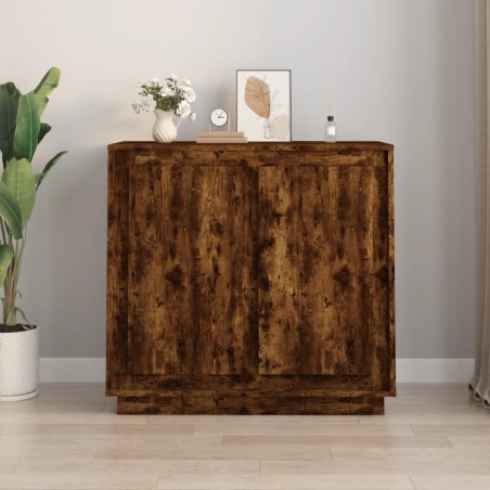 vidaXL Aparador madera contrachapada color roble ahumado 80x34x75 cm