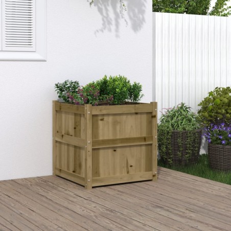 vidaXL Jardinera de madera maciza de pino impregnada 60x60x60 cm