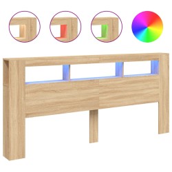 vidaXL Cabecero LED madera ingeniería roble Sonoma 220x18,5x103,5 cm