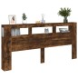 vidaXL Cabecero LED madera ingeniería roble ahumado 220x18,5x103,5 cm vidaXL Cabecero LED madera ingeniería roble ahumado 220x18,5x103,5 cm