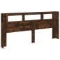 vidaXL Cabecero LED madera ingeniería roble ahumado 220x18,5x103,5 cm vidaXL Cabecero LED madera ingeniería roble ahumado 220x18,5x103,5 cm