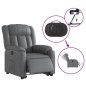 vidaXL Sillón reclinable elevable eléctrico de cuero sintético gris vidaXL Sillón reclinable elevable eléctrico de cuero sintético gris