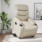 vidaXL Sillón reclinable elevable eléctrico de cuero sintético crema vidaXL Sillón reclinable elevable eléctrico de cuero sintético crema